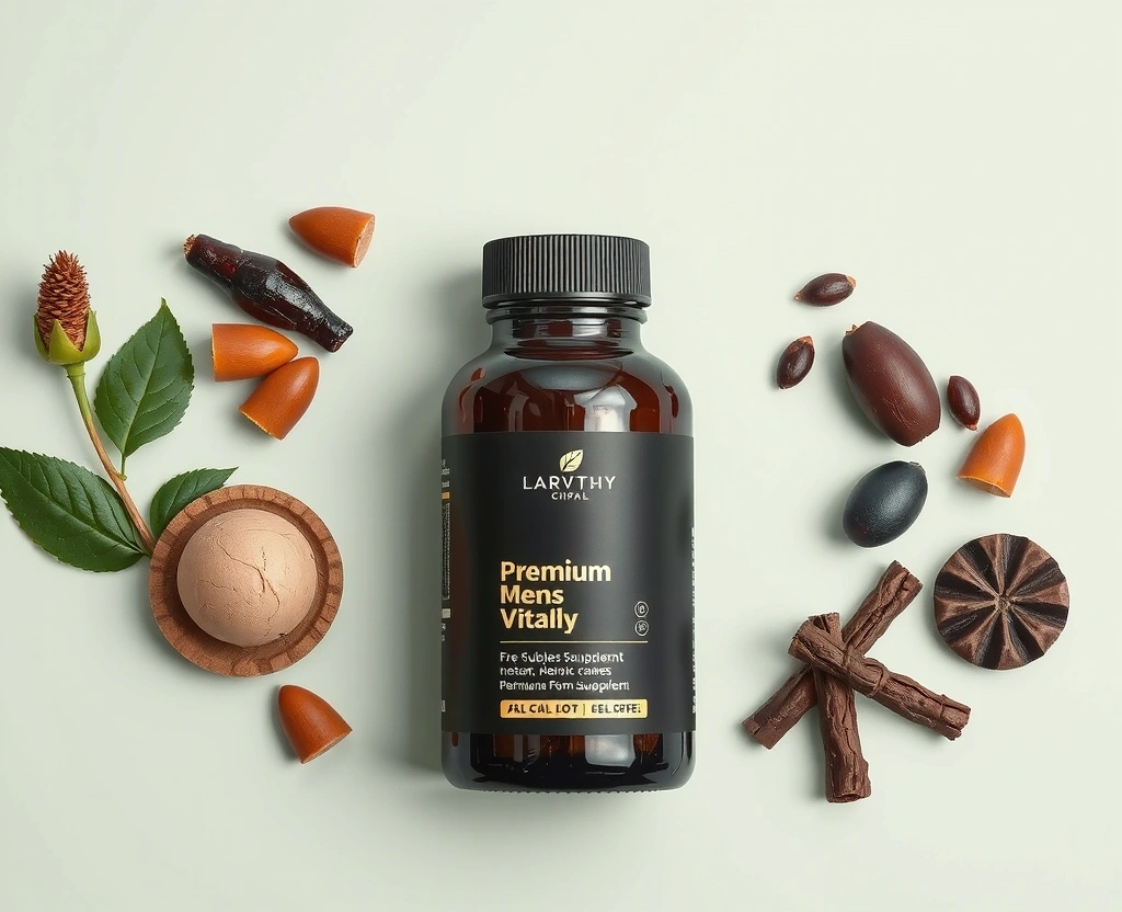 Men's Vitality Boost supplement bottle with natural ingredients